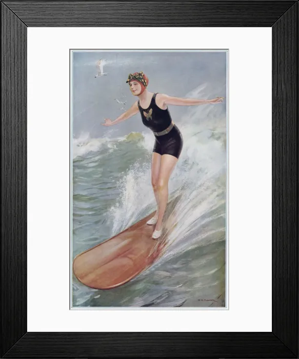 Framed Print : The Surfing Girl Framed Print : The Surfing Girl