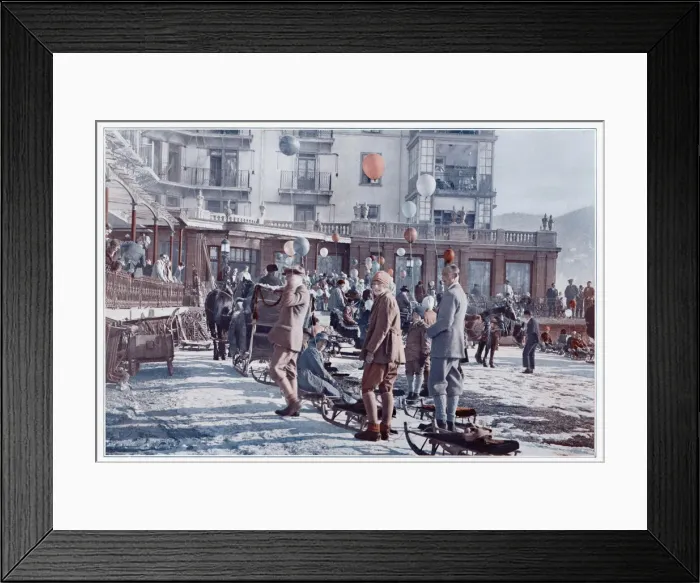Framed Print : Society in the snow at Davos, 1926 Framed Print : Society in the snow at Davos, 1926