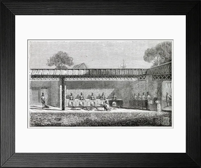Framed Print : Drying tea by roasting it over a fire Framed Print : Drying tea by roasting it over a fire