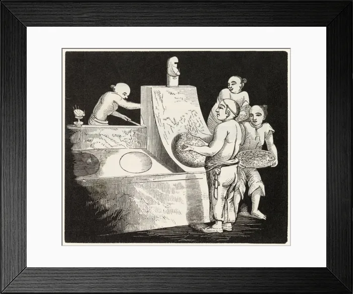 Framed Print : Roasting tea over a fire, China Framed Print : Roasting tea over a fire, China
