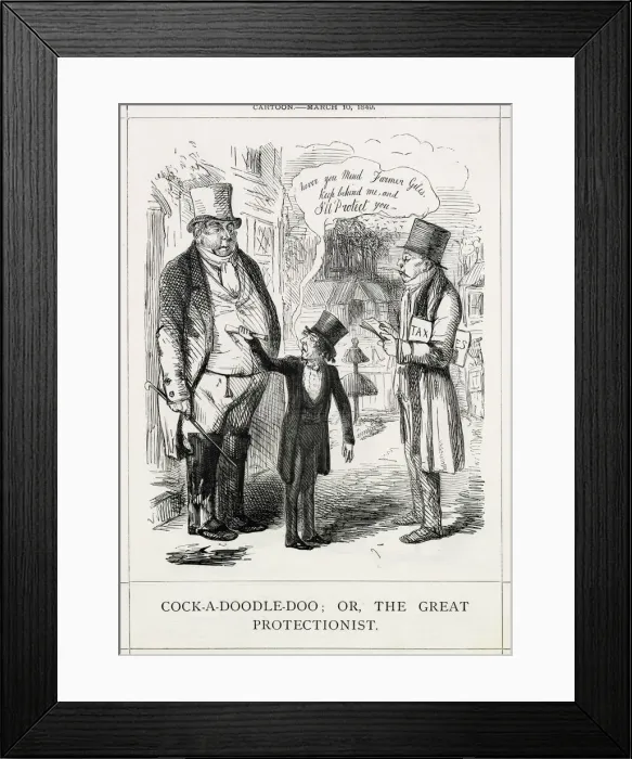 Framed Print : Cartoon, Cock-a-Doodle-Doo; or, The Great Protectionist Framed Print : Cartoon, Cock-a-Doodle-Doo; or, The Great Protectionist