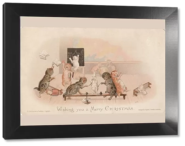 Victorian Greeting Card - Cats School Chaos