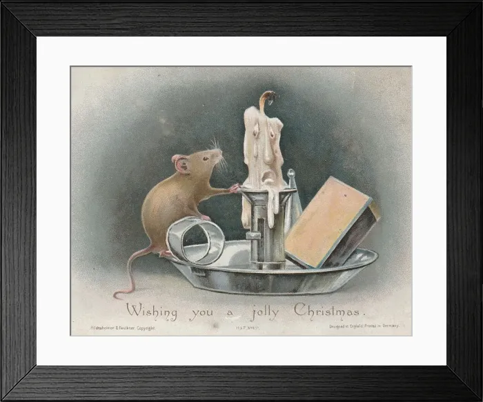 Framed Print : Victorian Greeting Card - Inquisitive Mouse Framed Print : Victorian Greeting Card - Inquisitive Mouse
