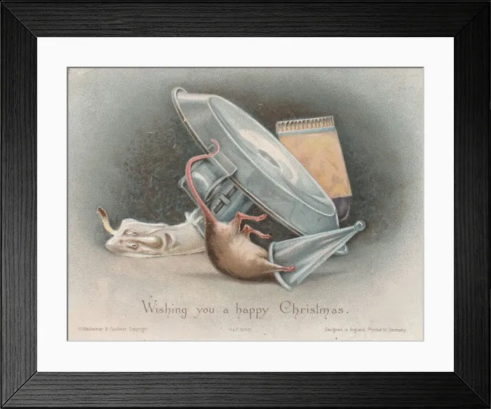 Framed Print : Victorian Greeting Card - Mouse Accident Framed Print : Victorian Greeting Card - Mouse Accident