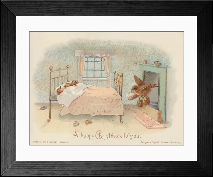 Framed Print : Victorian Greeting Card - Robins Christmas Eve Framed Print : Victorian Greeting Card - Robins Christmas Eve