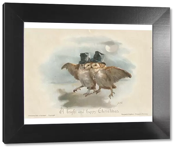 Victorian Greeting Card - Owls in Town