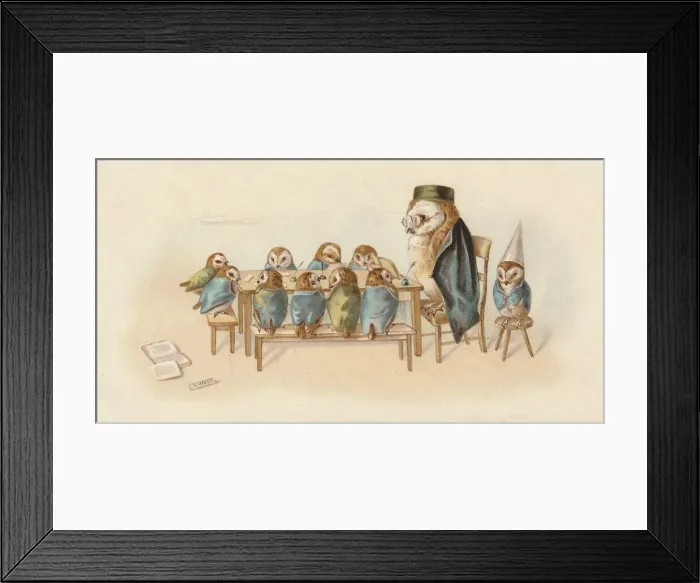 Framed Print : Victorian Greeting Card - Professor Owl Framed Print : Victorian Greeting Card - Professor Owl