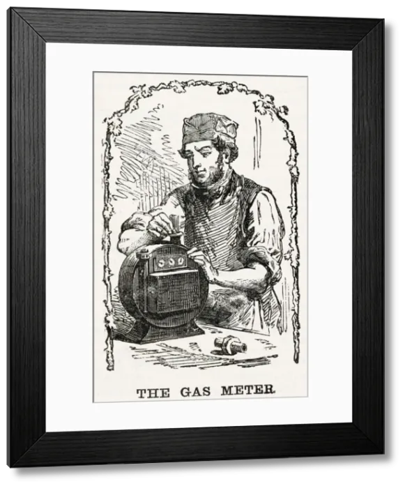 Framed Print : Workman assembling a gas meter Framed Print : Workman assembling a gas meter
