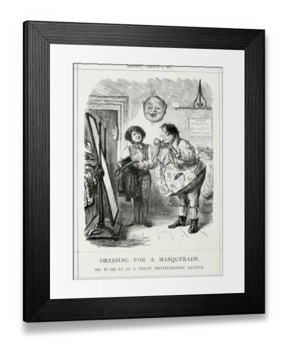 Framed Print : Cartoon, Dressing for a Masquerade Framed Print : Cartoon, Dressing for a Masquerade