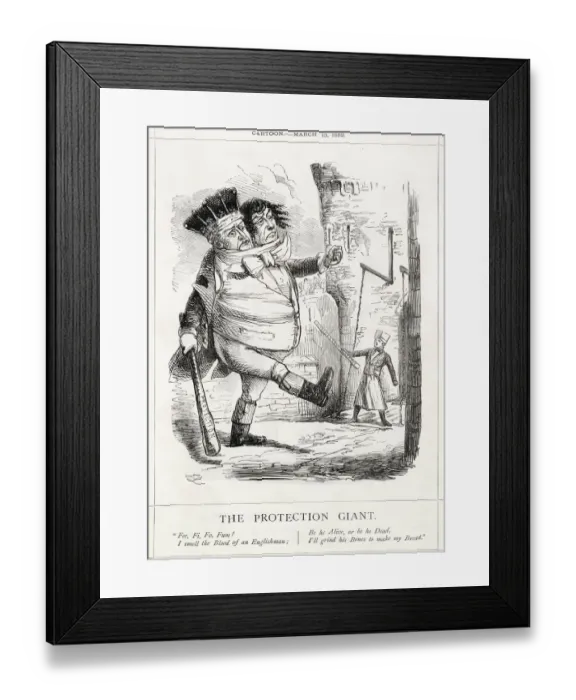 Framed Print : Cartoon, The Protection Giant Framed Print : Cartoon, The Protection Giant