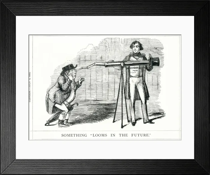 Framed Print : Cartoon, Something Looms in the Future Framed Print : Cartoon, Something Looms in the Future