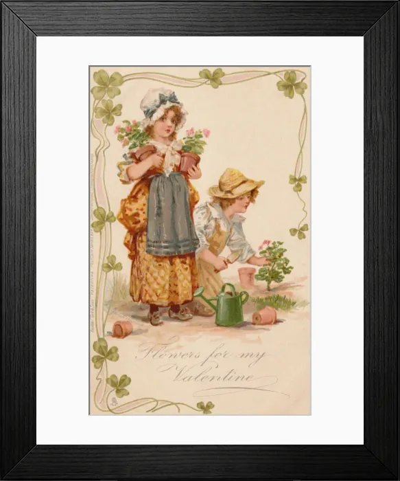 Framed Print : Country folk. Young gardeners Framed Print : Country folk. Young gardeners