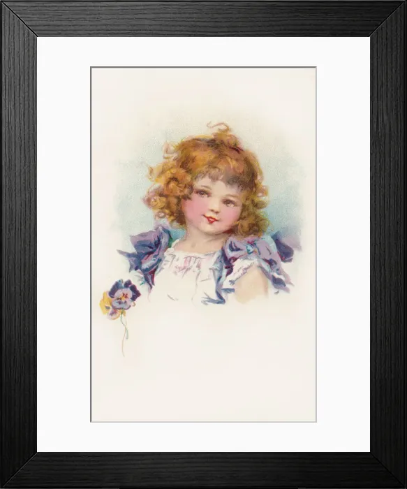 Framed Print : Girls face. Pansies Framed Print : Girls face. Pansies