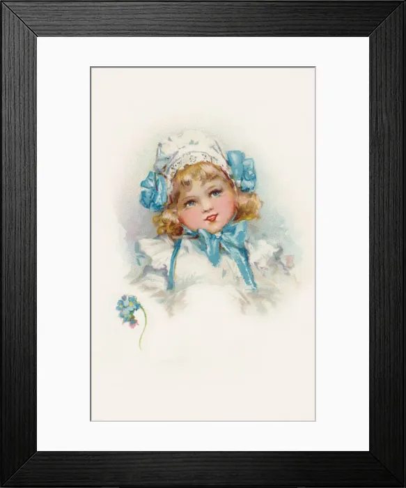 Framed Print : Girls face. Forget-me-nots Framed Print : Girls face. Forget-me-nots