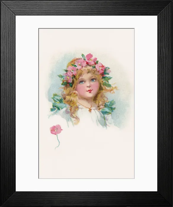 Framed Print : Girls face. Wild roses Framed Print : Girls face. Wild roses