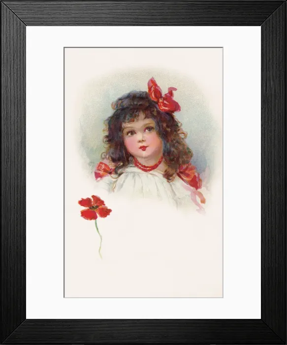 Framed Print : Girls face. Poppies Framed Print : Girls face. Poppies