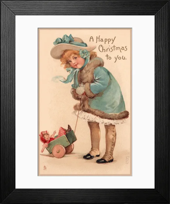 Framed Print : Girl with a toy cart Framed Print : Girl with a toy cart