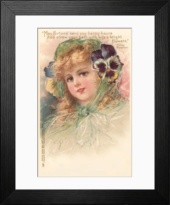 Framed Print : Girl with a pansy in her hair Framed Print : Girl with a pansy in her hair