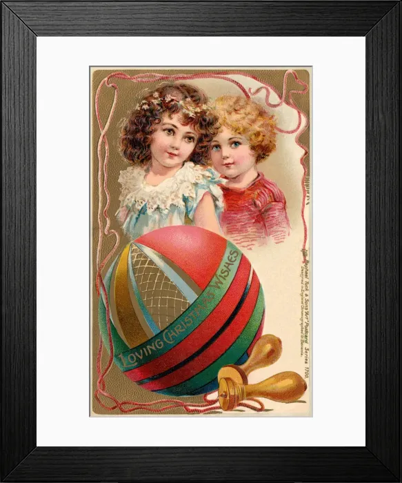 Framed Print : Boy and girl with a ball Framed Print : Boy and girl with a ball