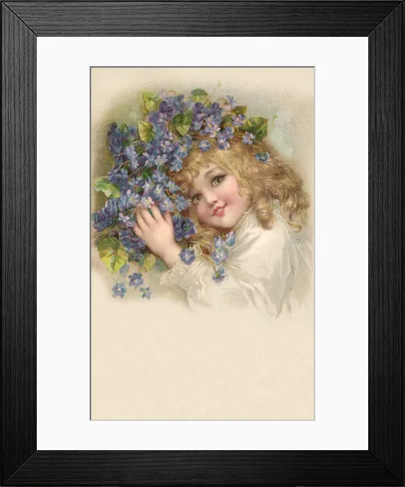 Framed Print : Young girl with violets Framed Print : Young girl with violets