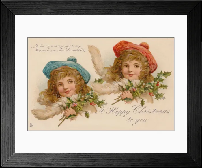 Framed Print : Pretty girls with holly Framed Print : Pretty girls with holly