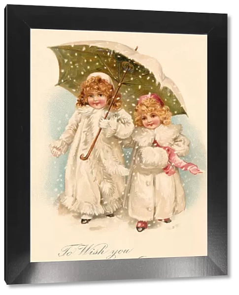 Young girls out in the snow