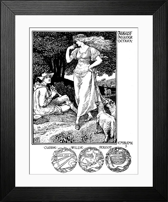 Framed Print : Shepherds Calendar - Months of the year - August Framed Print : Shepherds Calendar - Months of the year - August