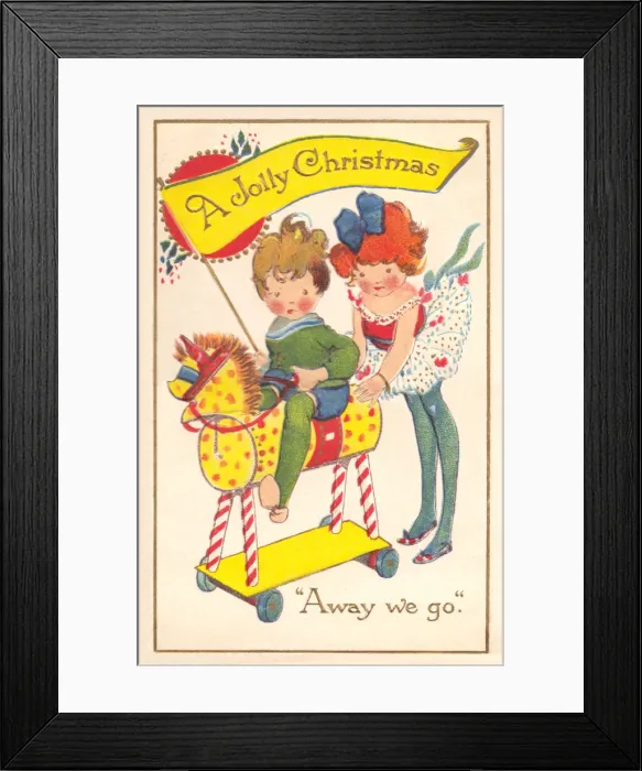 Framed Print : Child on wooden horse Framed Print : Child on wooden horse