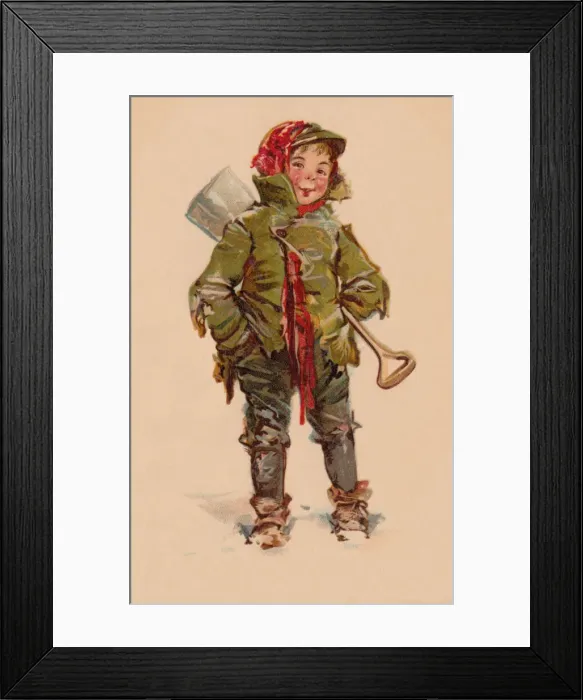 Framed Print : Boy with snow shovel Framed Print : Boy with snow shovel