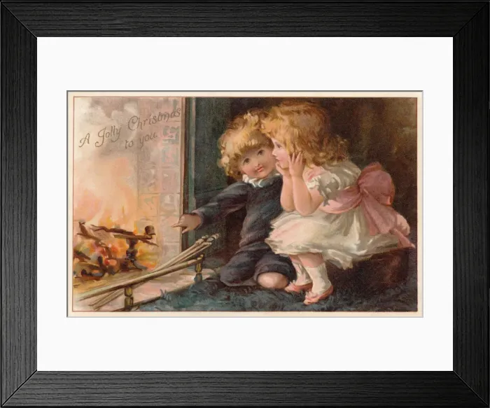 Framed Print : Children by the fireside Framed Print : Children by the fireside