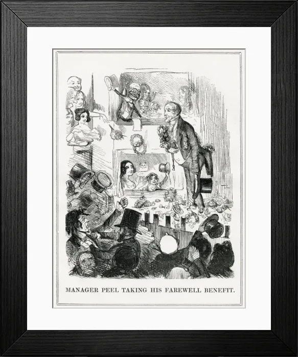 Framed Print : Cartoon, Manager Peel Taking His Farewell Benefit Framed Print : Cartoon, Manager Peel Taking His Farewell Benefit