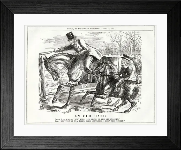 Framed Print : Cartoon, An Old Hand (Palmerston and Russell) Framed Print : Cartoon, An Old Hand (Palmerston and Russell)