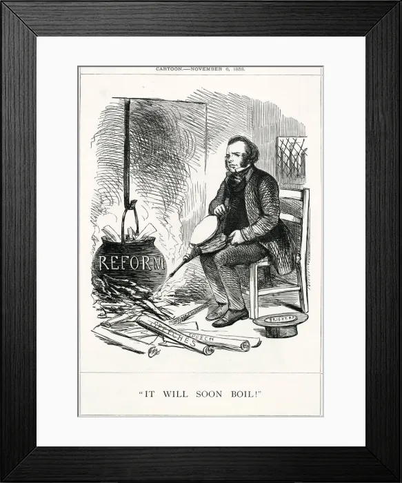 Framed Print : Cartoon, It Will Soon Boil! (John Bright) Framed Print : Cartoon, It Will Soon Boil! (John Bright)
