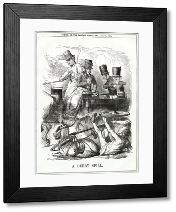Framed Print : Cartoon, A Derby Spill (Disraeli versus Liberal Party) Framed Print : Cartoon, A Derby Spill (Disraeli versus Liberal Party)
