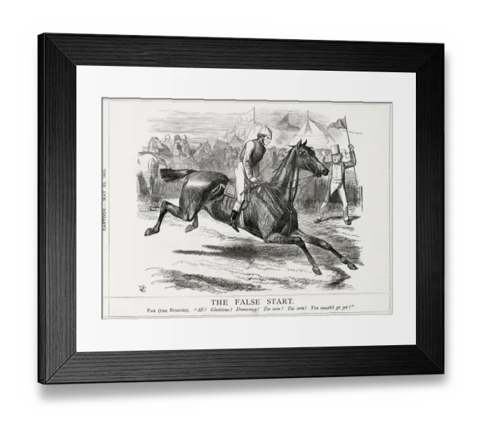 Framed Print : Cartoon, The False Start (Gladstone) Framed Print : Cartoon, The False Start (Gladstone)