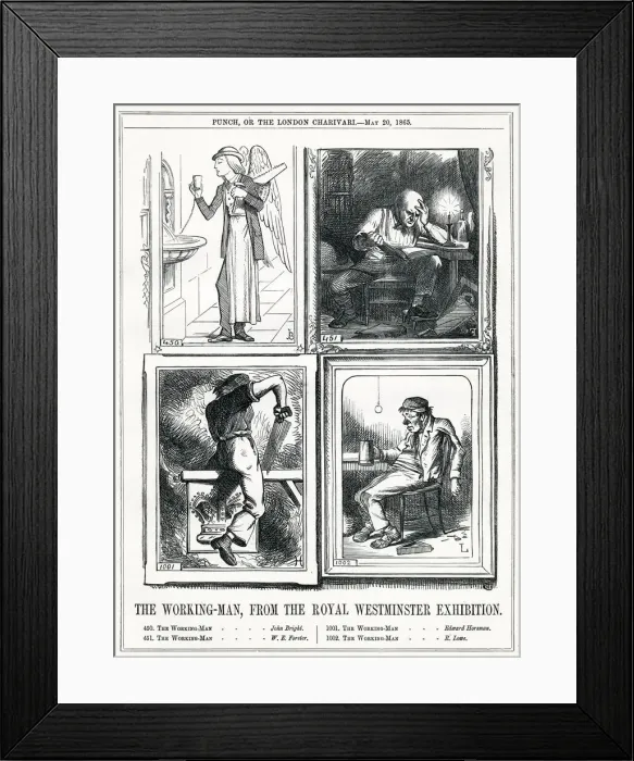 Framed Print : Cartoon, The Working-Man, Royal Westminster Exhibition Framed Print : Cartoon, The Working-Man, Royal Westminster Exhibition