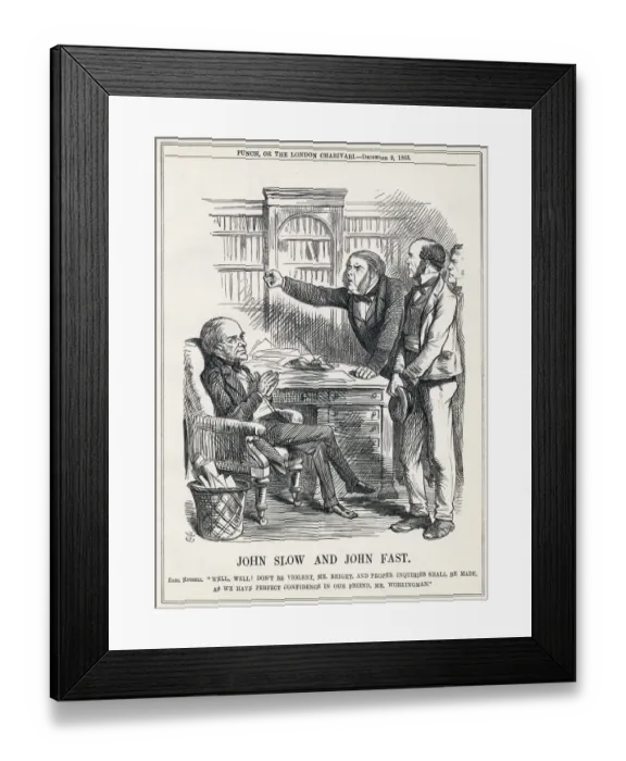 Framed Print : Cartoon, John Slow and John Fast (Russell and Bright) Framed Print : Cartoon, John Slow and John Fast (Russell and Bright)
