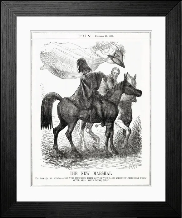 Framed Print : Cartoon, The New Marshal (George Potter) Framed Print : Cartoon, The New Marshal (George Potter)