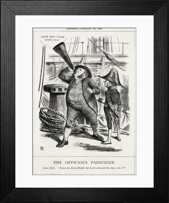 Framed Print : Cartoon, The Officious Passenger (Bright and Russell) Framed Print : Cartoon, The Officious Passenger (Bright and Russell)