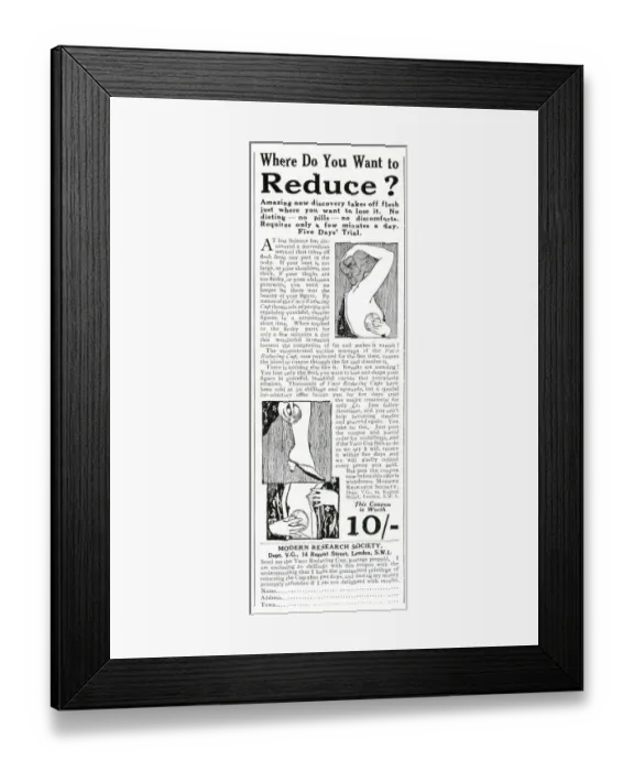 Framed Print : Advert for the Vaco Reducing Cup Framed Print : Advert for the Vaco Reducing Cup