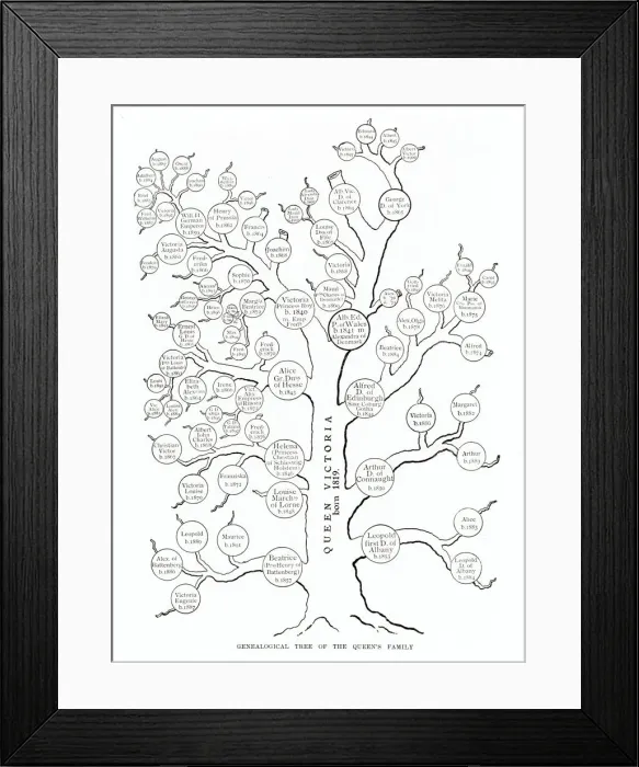 Framed Print : Genealogical tree of Queen Victorias family Framed Print : Genealogical tree of Queen Victorias family