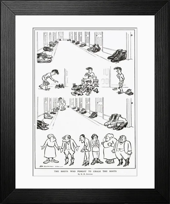 Framed Print : The Boots Who Forgot to Chalk the Boots, H. M. Bateman Framed Print : The Boots Who Forgot to Chalk the Boots, H. M. Bateman