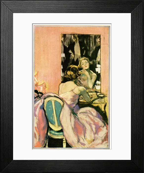 Framed Print : Actress in dressing room preparing her makeup Framed Print : Actress in dressing room preparing her makeup