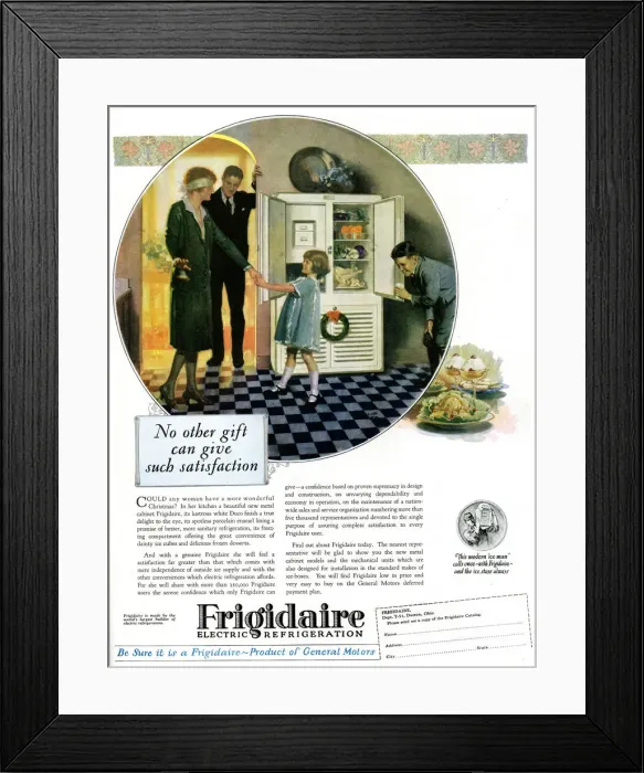Framed Print : Advertisement for Frigidaire refrigerators Framed Print : Advertisement for Frigidaire refrigerators