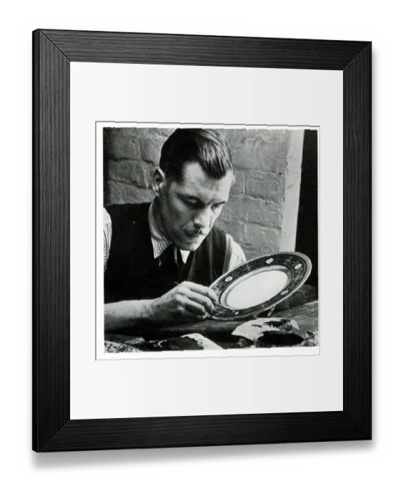 Framed Print : Applying gold in final stage of china decoration Framed Print : Applying gold in final stage of china decoration