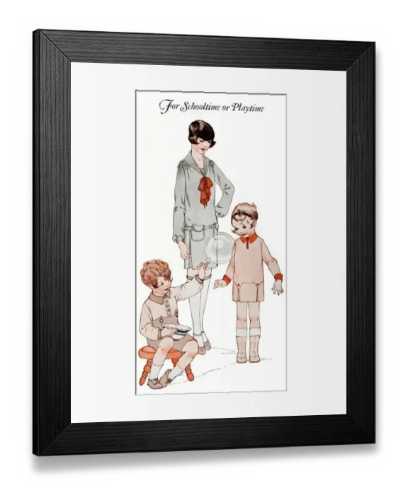 Framed Print : Childrens Fashions, boy and two girls Childrens Fashions, boy and two girls Framed Print : Childrens Fashions, boy and two girls Childrens Fashions, boy and two girls