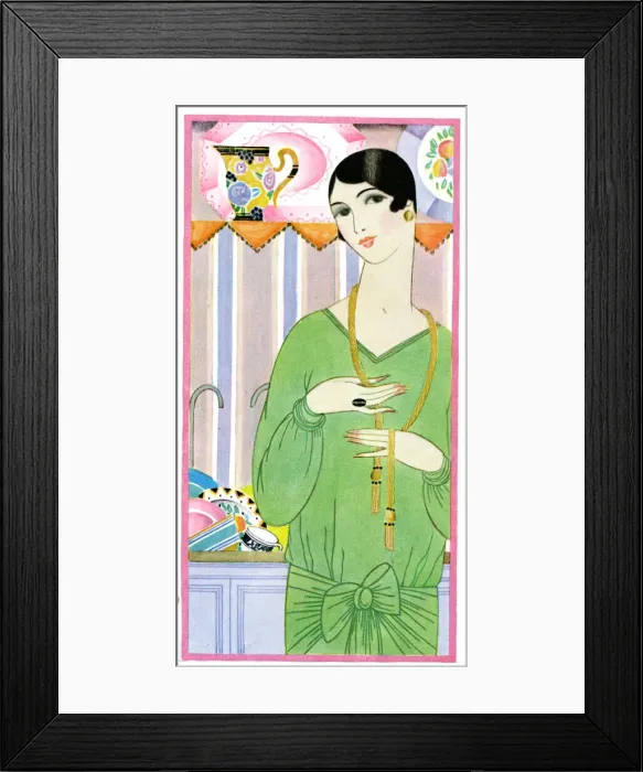Framed Print : Woman in a green dress Framed Print : Woman in a green dress