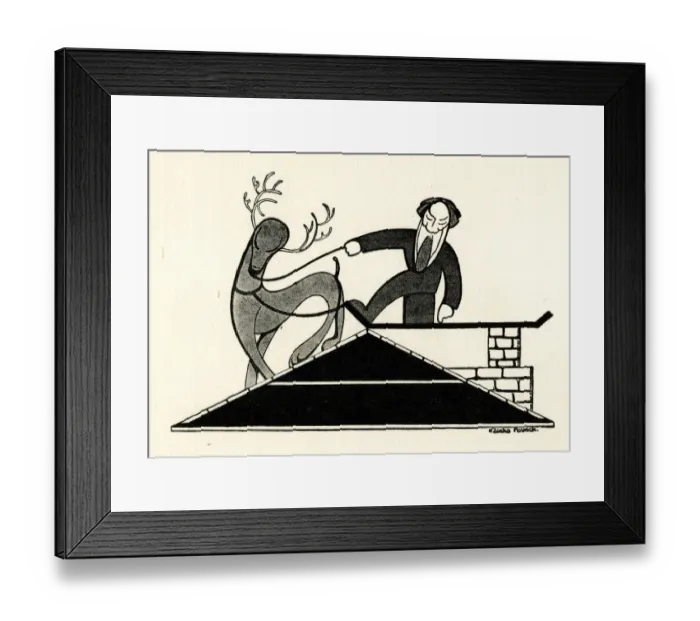 Framed Print : Art Deco shop window design, Father Christmas, Reindeer Framed Print : Art Deco shop window design, Father Christmas, Reindeer