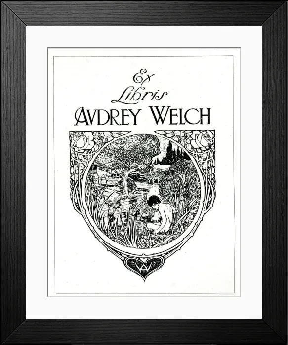 Framed Print : Book Plate by Charles E Dawson for Audrey Welch Framed Print : Book Plate by Charles E Dawson for Audrey Welch