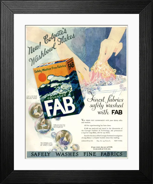 Framed Print : Advert, Colgates FAB Washing Powder Advert, Colgates FAB Washing Powder Framed Print : Advert, Colgates FAB Washing Powder Advert, Colgates FAB Washing Powder